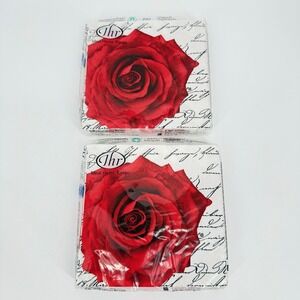 New Ideal Home Range In Love Lunch‎ Napkins Red Rose Floral 3 ply 2-20 count
